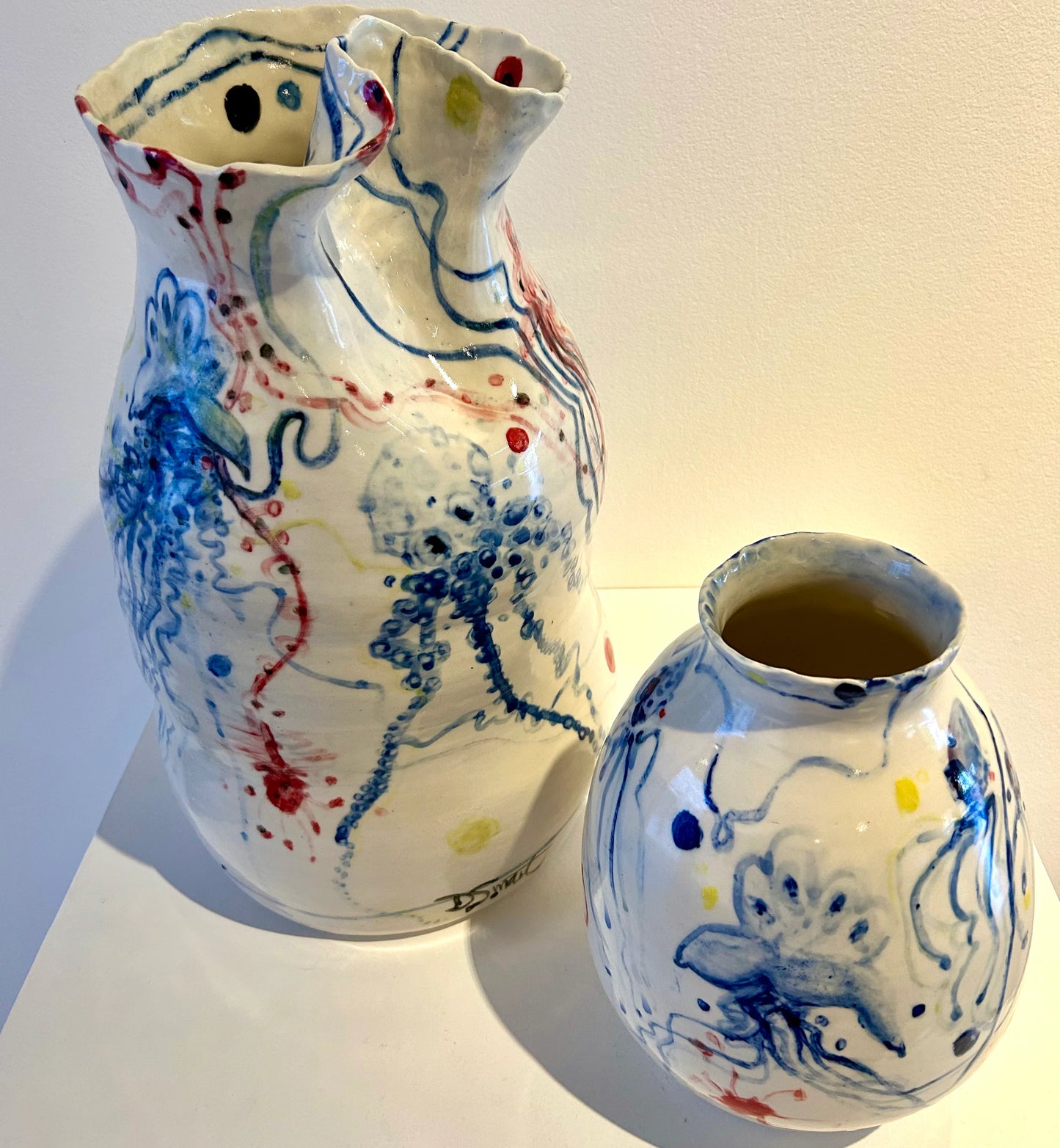 HAND THROWN AND PAINTED VESEL